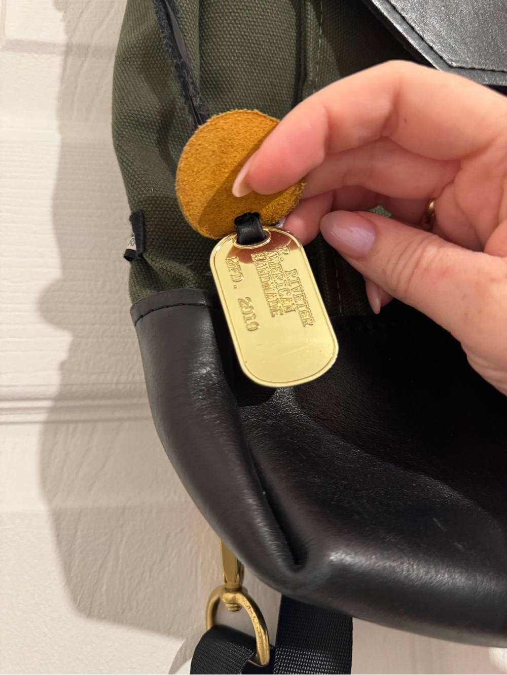 R. Riveter Olive & Black Canvas Backpack - Picture 3 of 8